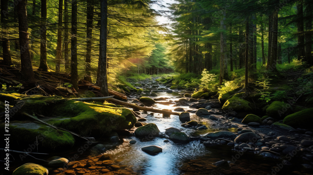 Fototapeta premium sun rays in the forest.