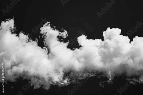 White smoke clouds on black background 