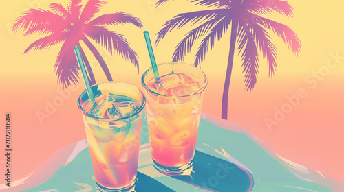 80s Retro Summer Drinks Background © TY