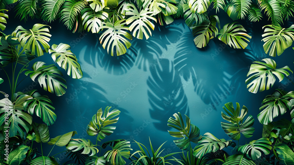 Tropical Island Paradise, Aerial View of Blue Ocean and Palm Trees, Summer Vacation and Exotic Travel Concept Tropical Island Paradise, Aerial View of Blue Ocean and Palm Trees, Summer Vacation and Exotic Travel Concept