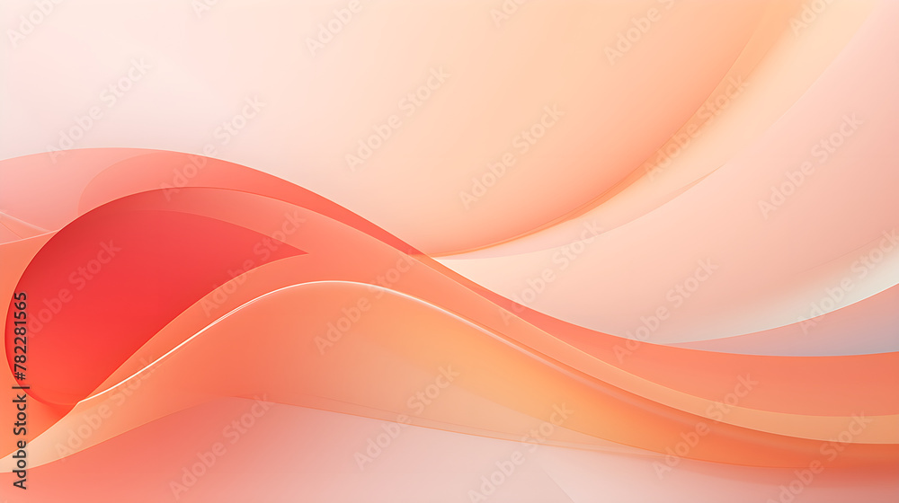 Fototapeta premium Abstract waves of peach and orange colors. Peach fluff mockup or banner with copy space