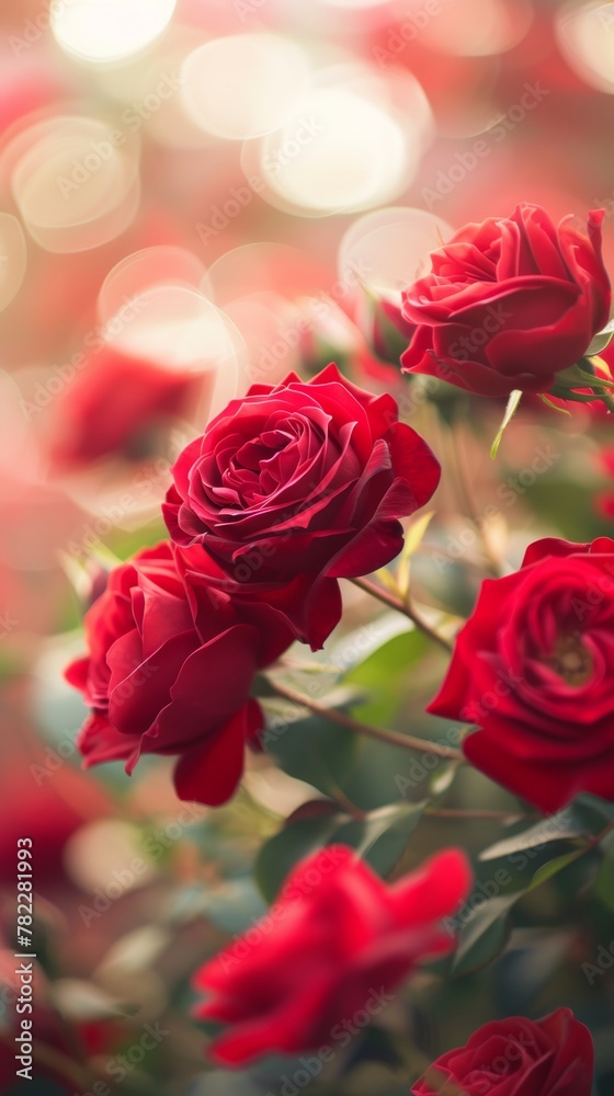 Close-up of red roses with soft bokeh background