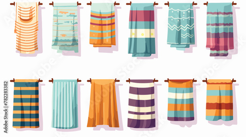 Bath beach kitchen towels set. Colorful textile han