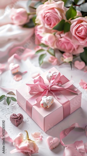 greeting background with gift box and flower