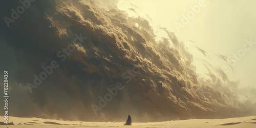 Digital art of sandstorm in the desert