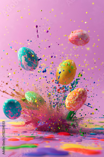 Beautiful bright Easter eggs. selective focus.