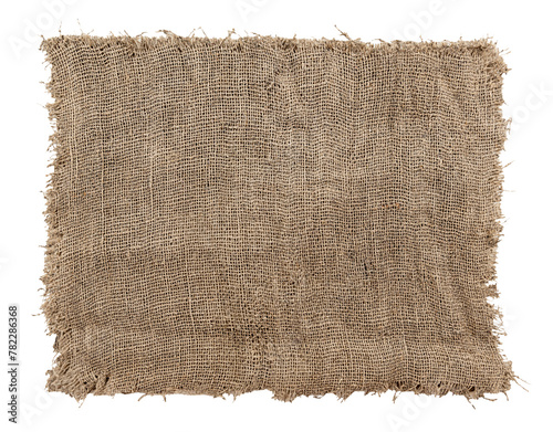 Burlap texture. A piece of torn burlap on a white background. Canvas. Packing material