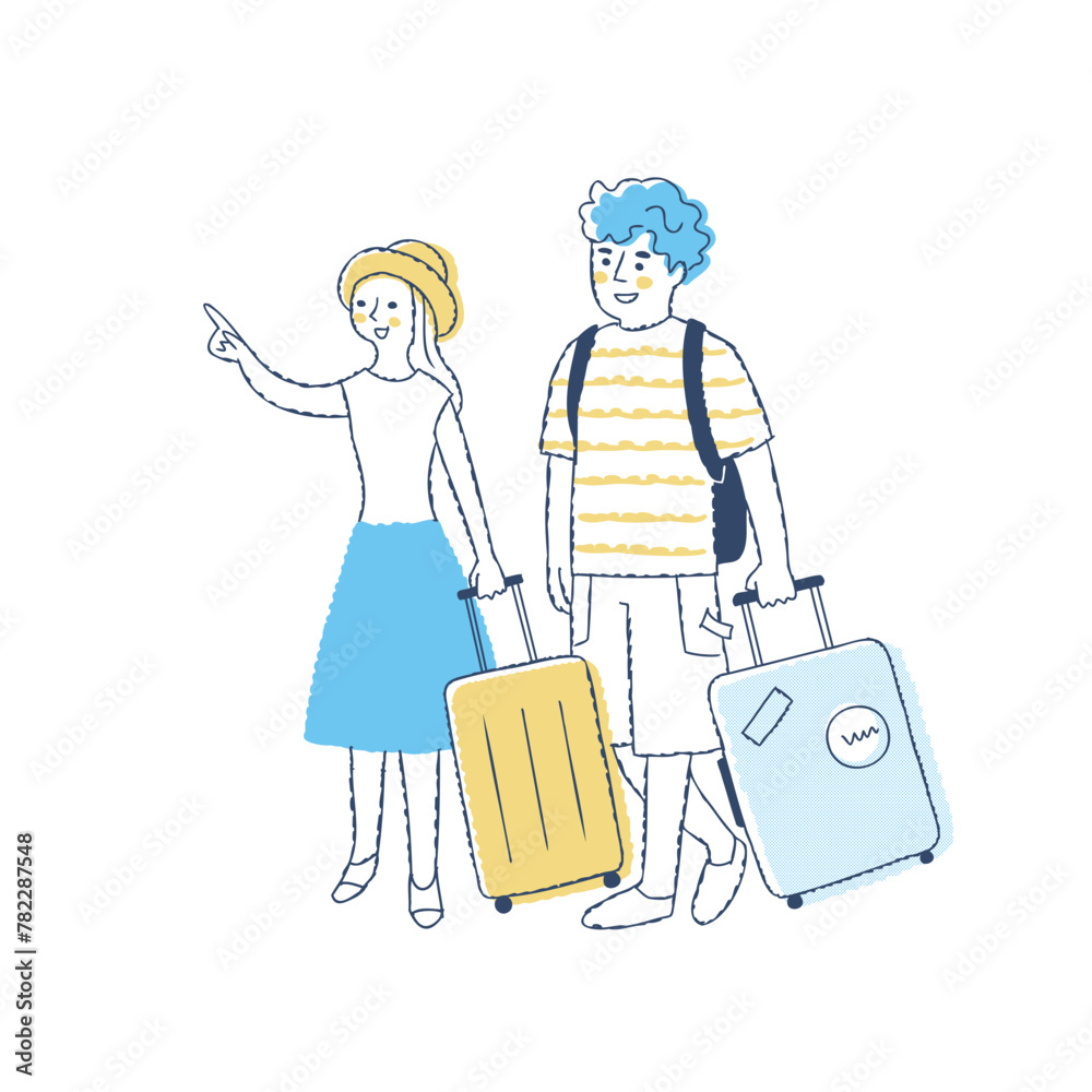旅行中の若いカップル 旅行中の若いカップル