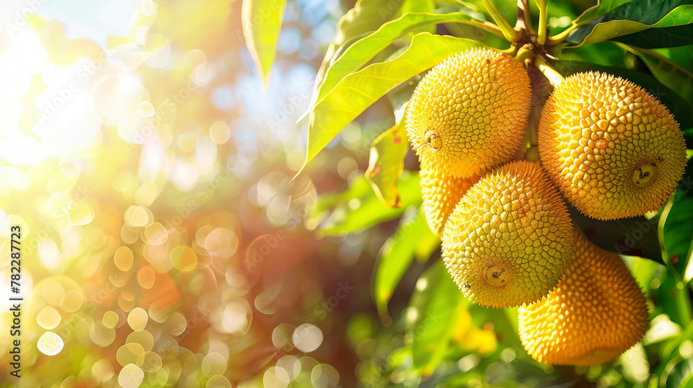 Jackfruit harvest in the garden. selective focus.