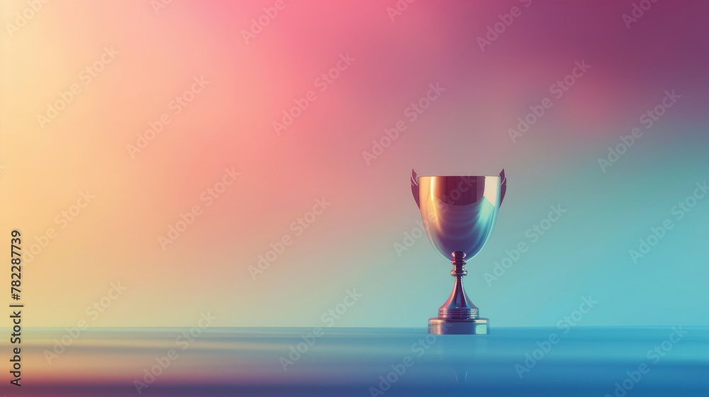 Stylized Champion Cup Silhouette Against Fiery Backdrop Stylized Champion Cup Silhouette Against Fiery Backdrop