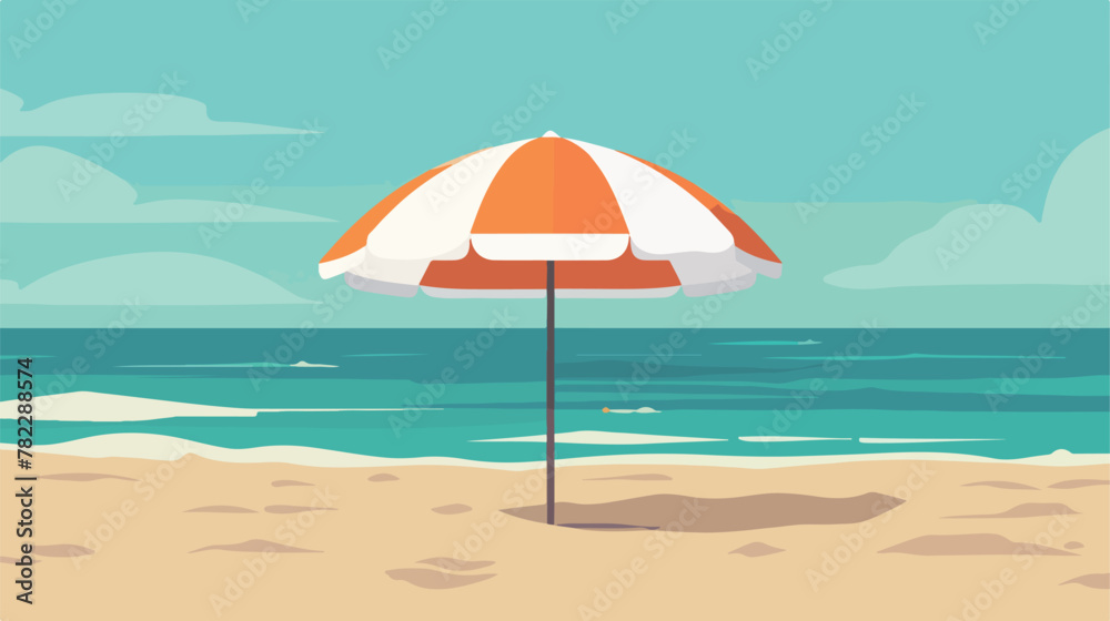Beach umbrella icon. Flat illustration of beach umb