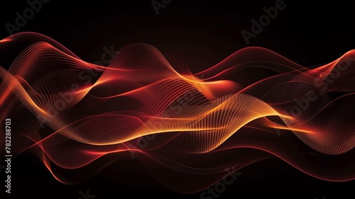 Abstract waving particle technology background design. Abstract wave moving dots flow particles  hi-tech and big data background.