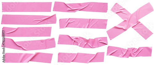 Pink adhesive sticky tapes set isolated on white background photo