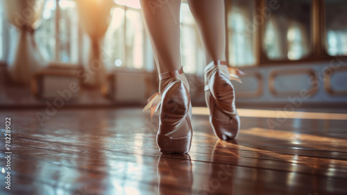 Ballerina on pointe shoes in a dance studio