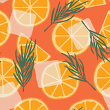 spritz cocktail seamless pattern; summer party background- vector illustration