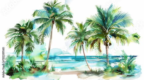 illustration of palm trees on the beach