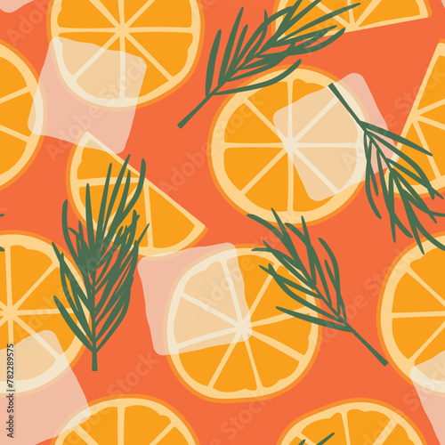 spritz cocktail seamless pattern; summer party background- vector illustration