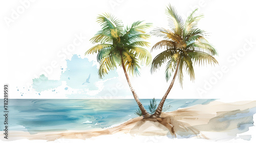 illustration of palm trees on the beach © Cedric