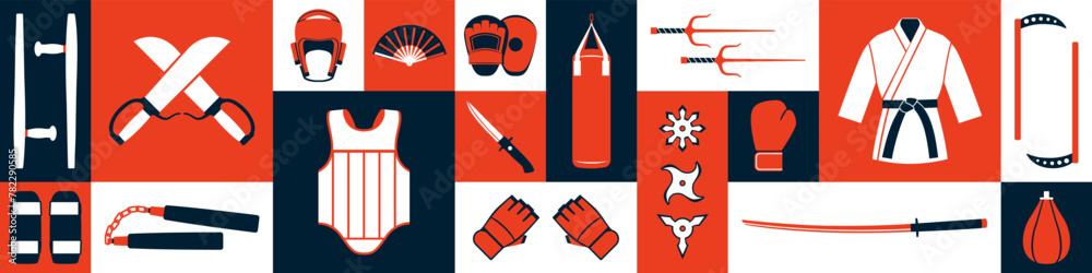 Obraz premium Mixed Martial Arts icons set