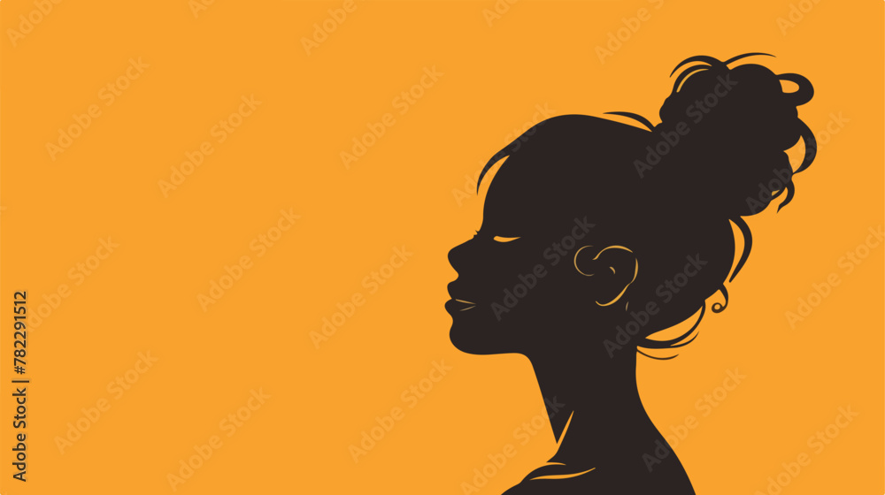 Beautiful female face silhouette in profile. 2d fla