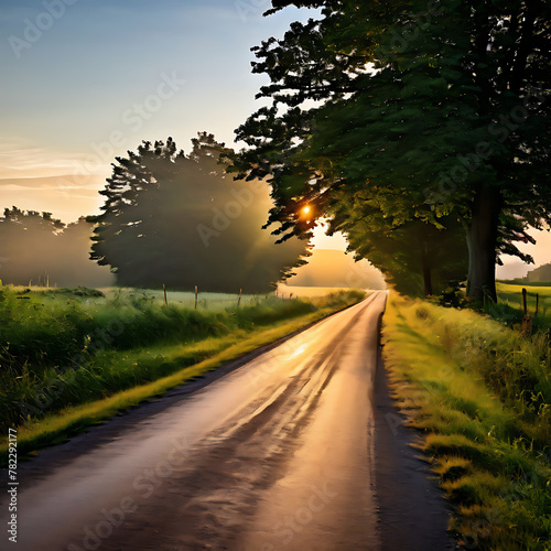 road in the sunset