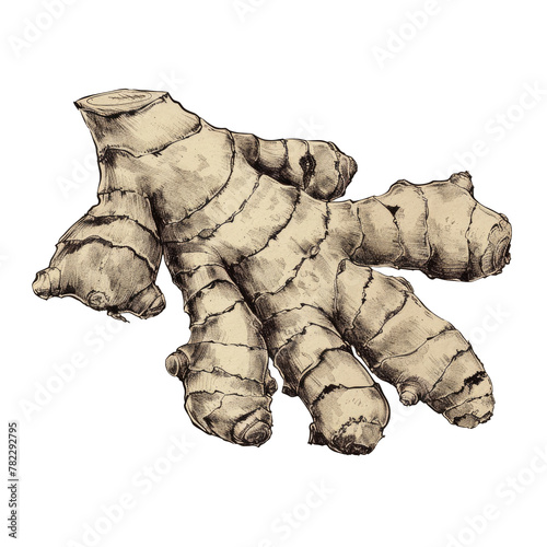 Ginger root in black and white