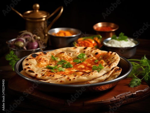 Indian Flat Bread Closeup, Traditional Flatbread also Known as Pita Bread, Roti, Chapati, Naan or Tortilla