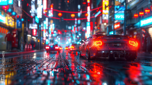 Dreamy image of an expensive car on the street