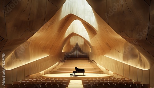 Develop CAE simulation for optimal acoustic experience in architectural spaces, focusing on sound reflection, absorption, and diffusion for immersive environments like concert halls #782294710