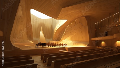 Develop CAE simulation for optimal acoustic experience in architectural spaces, focusing on sound reflection, absorption, and diffusion for immersive environments like concert halls photo