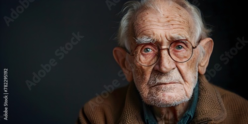 Concentrated Gaze of an Experienced Elderly Gentleman with Thoughtful Expression in Dramatic Lighting