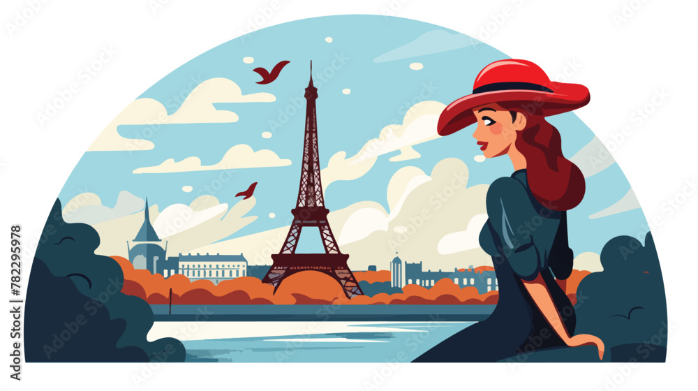 Beret cartoon illustration. Beret. Trip to Paris la