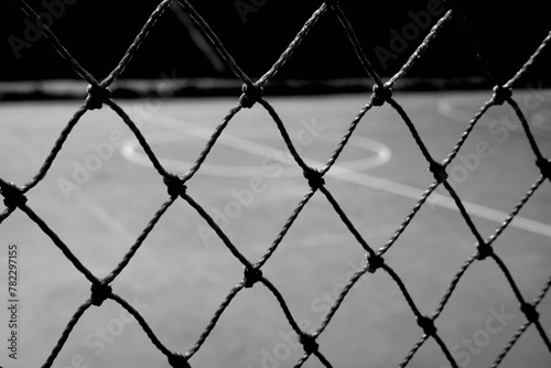 wire fence around basketball court