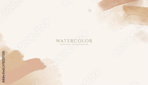 Abstract horizontal watercolor background. Neutral light colored empty space background illustration