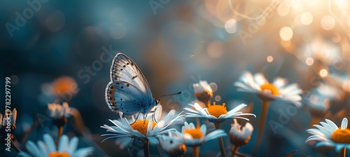 Spring Garden Floral Beauty  Flower and Butterfly Background