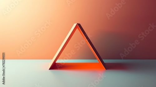 Minimalist Geometry: A 3D vector illustration of an equilateral triangle floating in space photo