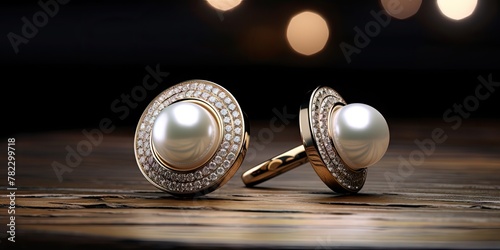 Two Pearl Earrings on a Black Stone © ange1011