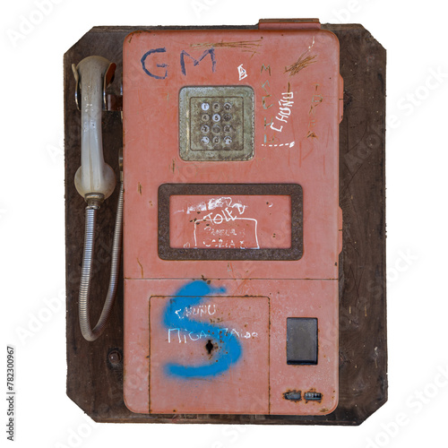 Old public telephone ruined by time