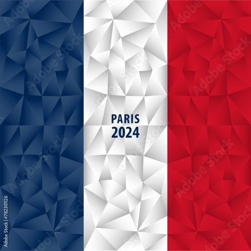 Design of banners with navy, white, red polygonal elements. Polygonal background in French flag colors. Corporate Identity for your web site design, app, UI. Paris. EPS10. 