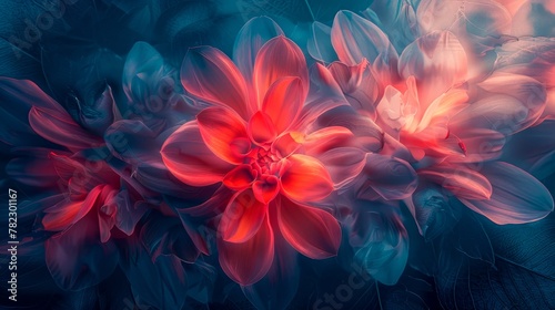 Close Up of Flower on Blue Background