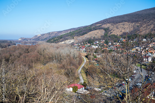 Photography View of the valley with forest and river