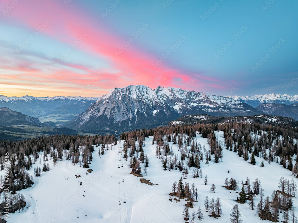 Alpine Pink Sunrise, Alps at first light