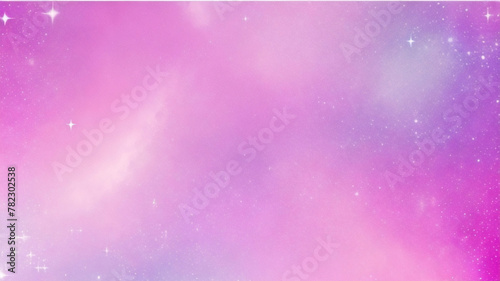 Rainbow unicorn pastel background with glitter stars. Pink fantasy sky. Holographic space with bokeh. Fairy iridescent gradient backdrop. Vector 