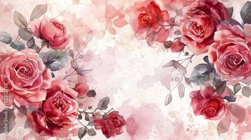 Elegante dipinto ad acquerello di rose rosse con spruzzi, perfetto per aggiungere un tocco artistico a sfondi o disegni. photo