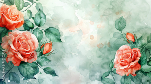 Elegante dipinto ad acquerello di rose rosse con spruzzi, perfetto per aggiungere un tocco artistico a sfondi o disegni. photo
