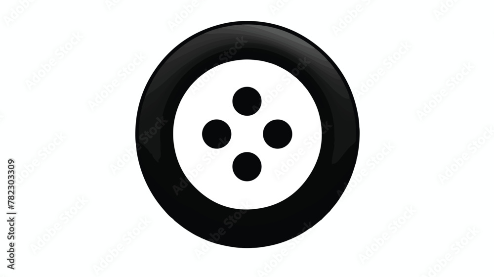 Black and white clothes button icon. Simple illustr