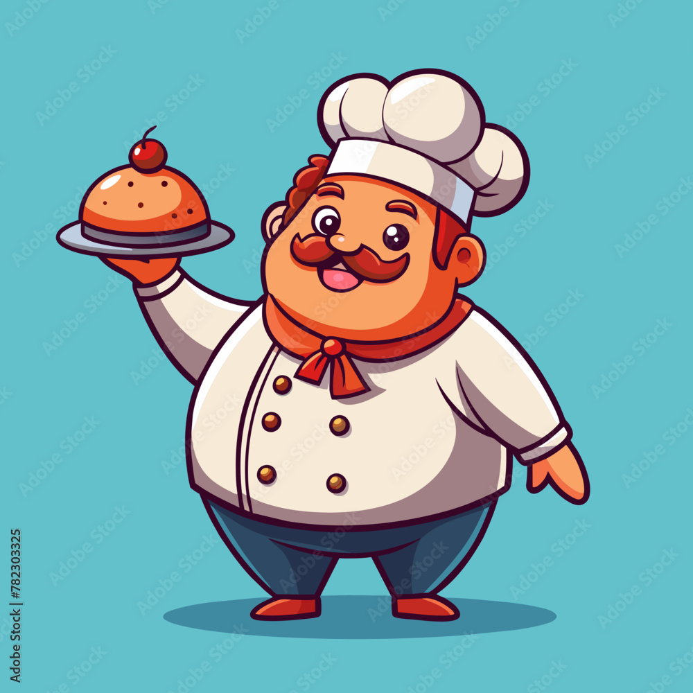 Chef with Dish: Culinary Illustration of Expertise Chef with Dish: Culinary Illustration of Expertise