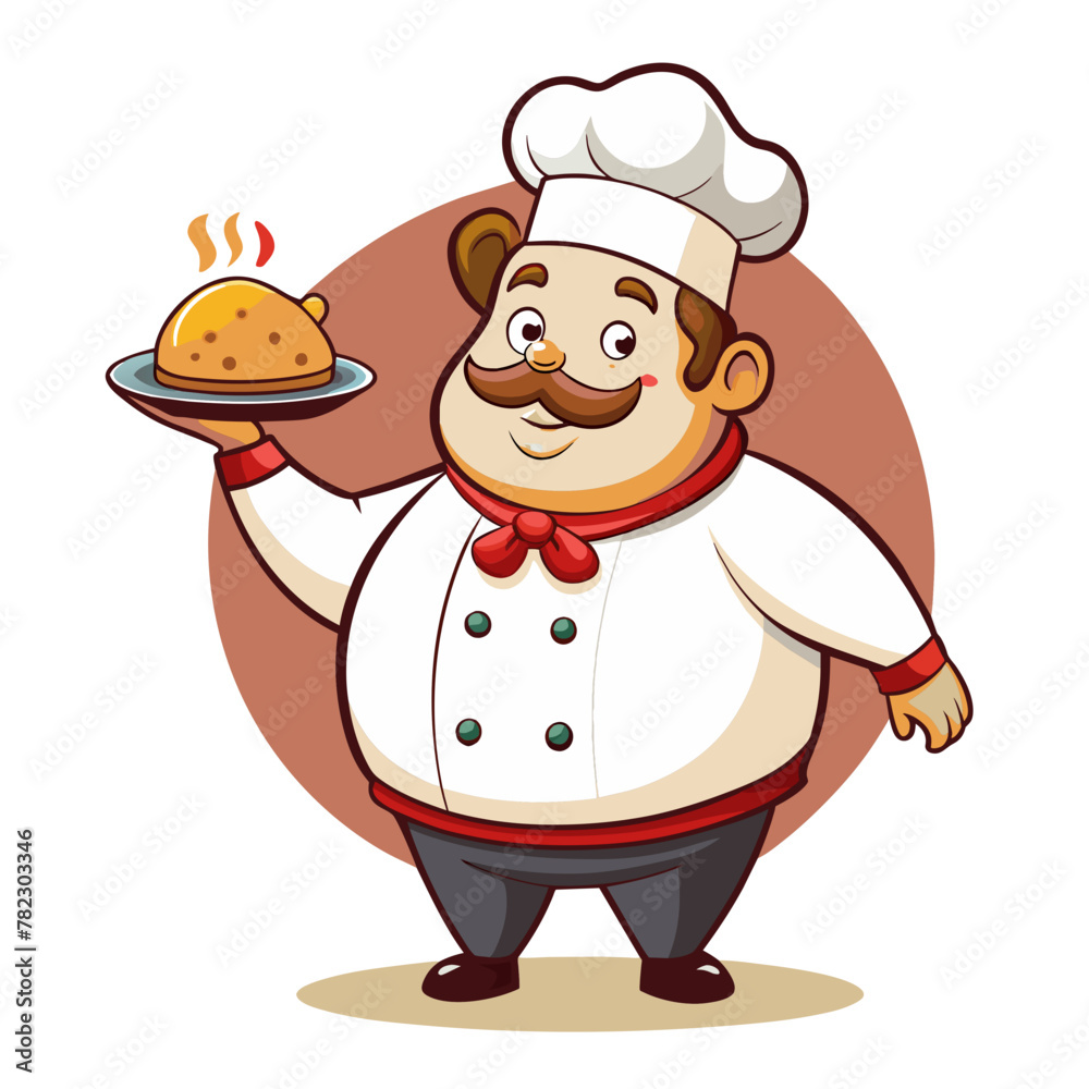 Chef with Dish: Culinary Illustration of Expertise Chef with Dish: Culinary Illustration of Expertise