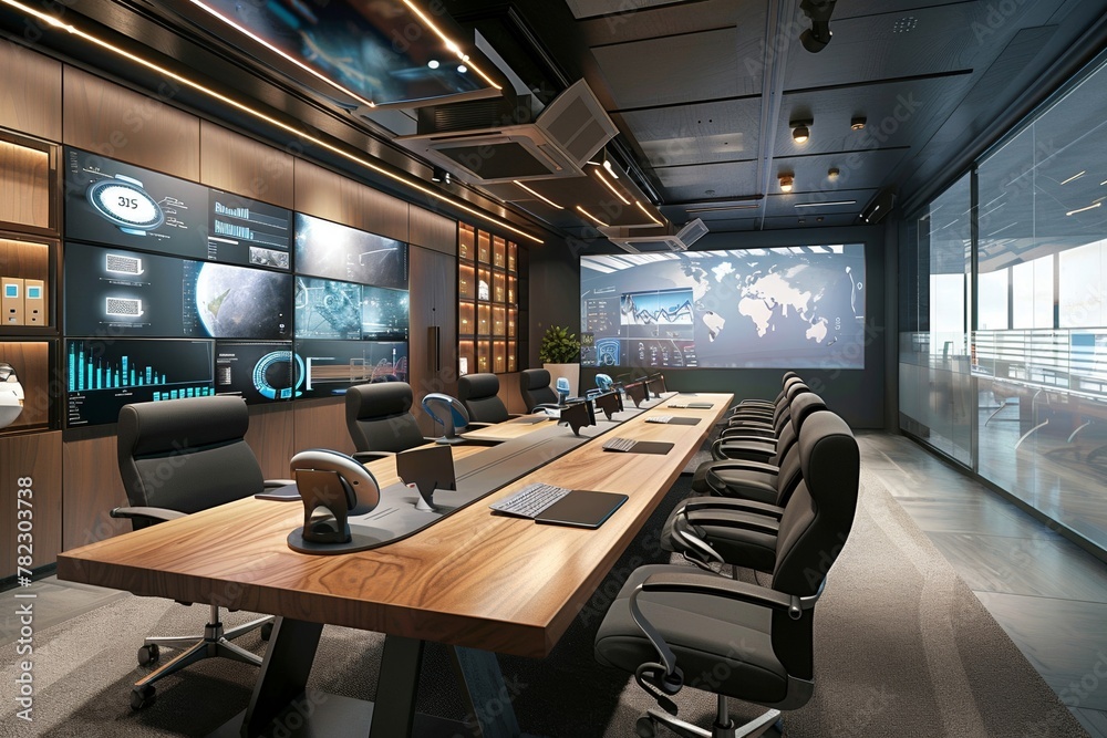 High-tech meeting rooms with video conferencing and technology capabilities allow for seamless communication and collaboration with remote team members. High-tech meeting rooms with video conferencing and technology capabilities allow for seamless communication and collaboration with remote team members.