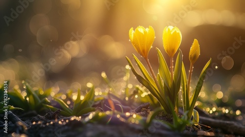 Blooming spring flowers nature image